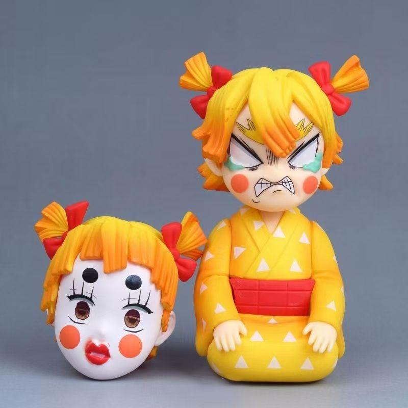 Jucării și figurine anime desenate de Tanjirou, Zenitsu și Inosuke din 'Demon Slayer' ca ornamente decorative de birou