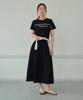 Wednesday Oasis For Woman Note Lettering Semi-Crop Short Sleeve T-Shirt_Black(W26Tp21)