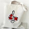 Music Heartbeat Printed Canvas Bag Shoulder Bag Folding Bag Handheld Shopping Bag Large Capacity Durable Eco Friendly Bag