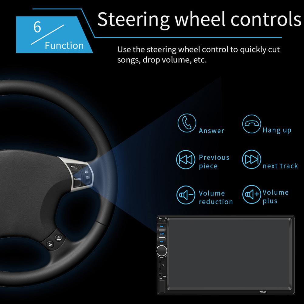 7-calowy system audio jednostka główna 7-kolorowe podświetlenie odbiornik FM stereo odtwarzacz MP5 USB TF radio samochodowe MirrorLink sterowanie z kierownicy