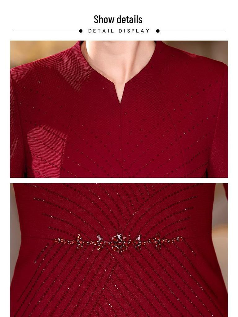 Mother's Noble Red Festive Wedding Dress 2025 - Spring Formal Gown for Stylish Mother of the Groom