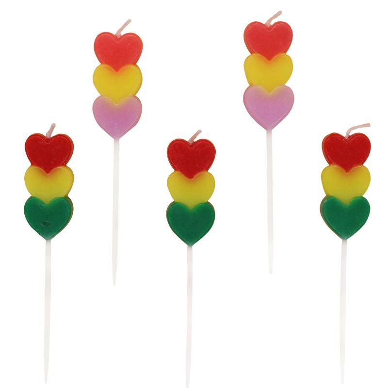 New Product Colorful String Birthday Candle Stacked Retro Love Hearts Creative Party Baking Decorative Candles