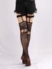 Sexy Thin Long Tube Jacquard Fishnet Nylon Socks with Bow Lace Sheer High Thigh Stockings