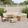 Garden Sofa Set with Cushions 13 pcs Beige and Cream Poly Rattan