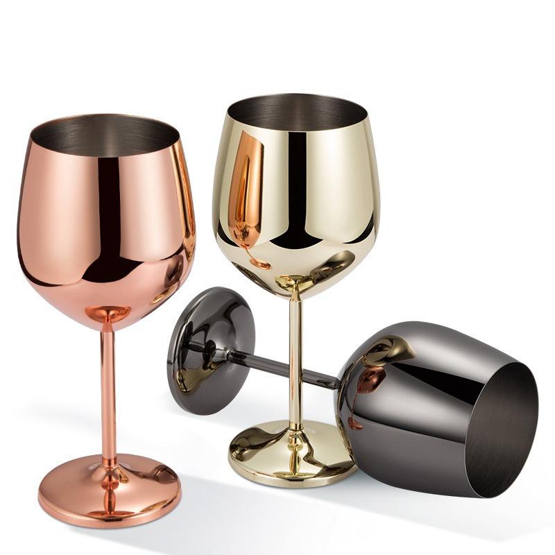 500ML Stainless Steel Red Wine Cocktail Glass Unbreakable Metal Tall Champagne Glass KTV Bar Goblet European Style Wine Glass