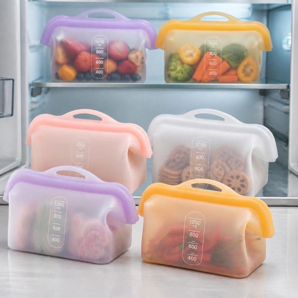 With Handle Fruit Storage Bags Leak-Proof Upright Freezer Bags Freezer Microwave Safe