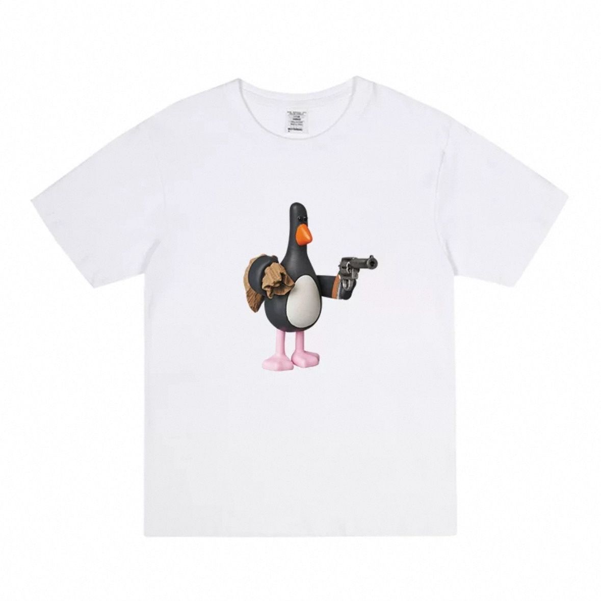 

Super Invincible Boss Dog Luring The Goose Into The House Penguin T-shirt for Men and Women, Cartoon Animation Loose Pure Shirt 4XL