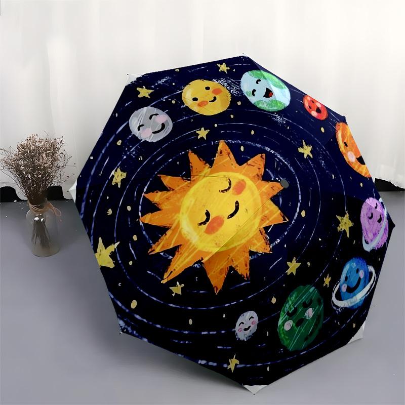1pc Solar System Adventure Umbrella with Plastic Handle,Suitable for All Seasons UmbrellaPT440