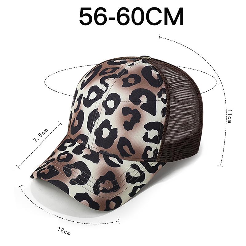 Leopard Print Ponytail Baseball Cap Net Cap Outdoor Sports Sun Hat