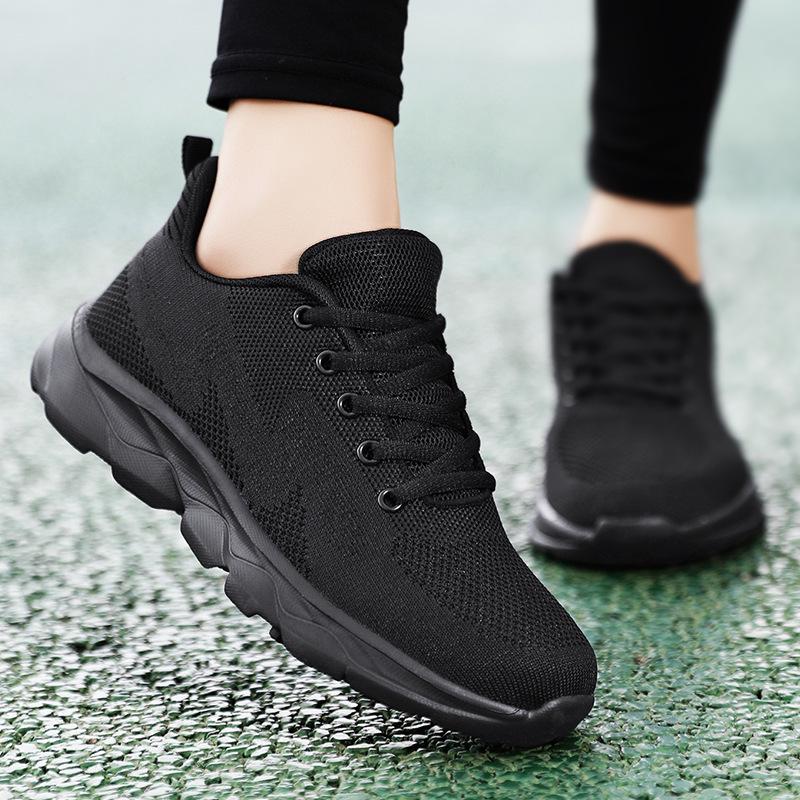 Spring and Autumn Women's Shoes Mesh Breathable Sneakers Women's Walking Casual Travel Shoes Lightweight Flying Weaving Student Running Shoes