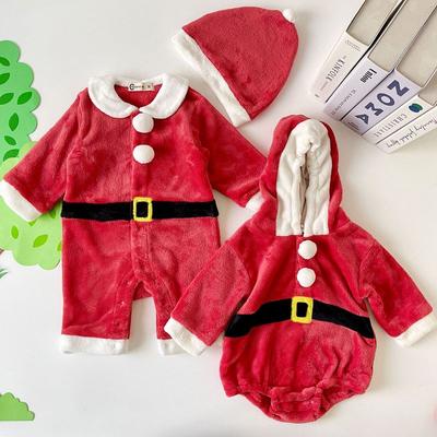 New Year's and Christmas Clothing, Daily Wear, Baby Warm Coral Fleece One-Piece Romper, Unisex Baby Jumpsuit, Outdoor Cape, Soft