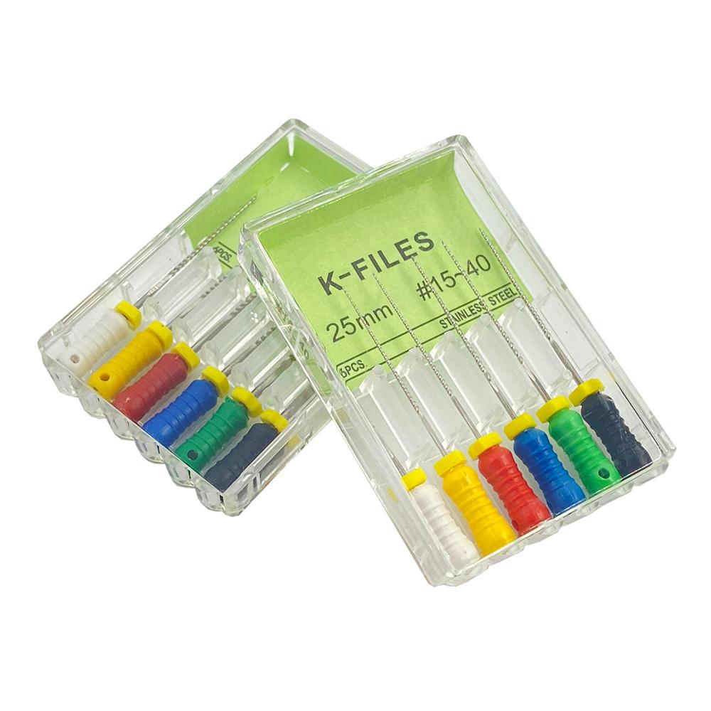 3boxes,6Pcs/Box Dental K Files 21mm/25mm Hand Use Files Stainless Steel Root Canal Files Dentistry Endodontic Instruments