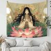 2D Flat Printed Zen Yoga Lotus Meditation Goddess Tapestry Peach Skin Wall Hanging For Bedroom Living Room Aesthetic Home Decor