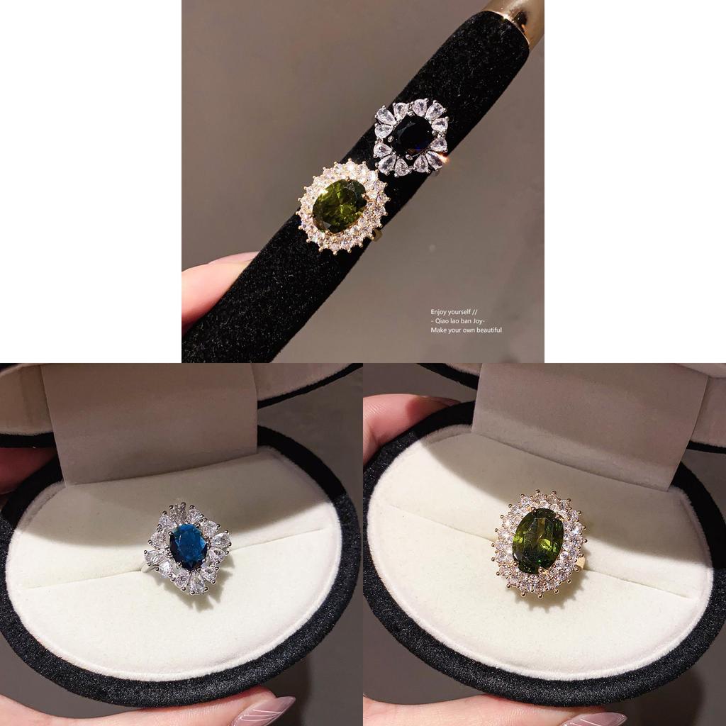 Geometric Oval Zircon Open Ring For Women Elegant Fashion Jewelry