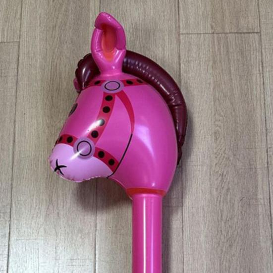 2Pcs Inflatable Stick Horse 39" PVC Kids Inflatable Horse Toy Easy Inflate Deflate Party Decoration for Horse Cowboy Carnival Christmas Birthday