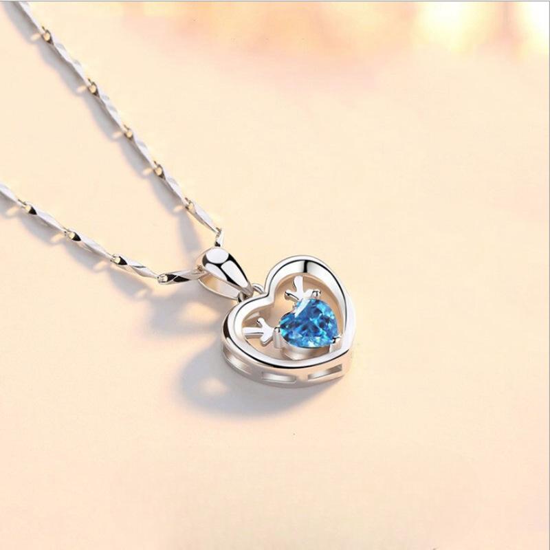 Colier Argint 999 Yilu You Femei Design Personalitate Coarne Inimă de Dragoste Pandantiv Lanț Claviculă