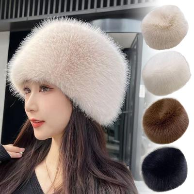 1PC Ear Protection Thick Warm Winter Women's Fashion Fluffy Plush Hat Snow Ski Cap Imitation Fur Hat