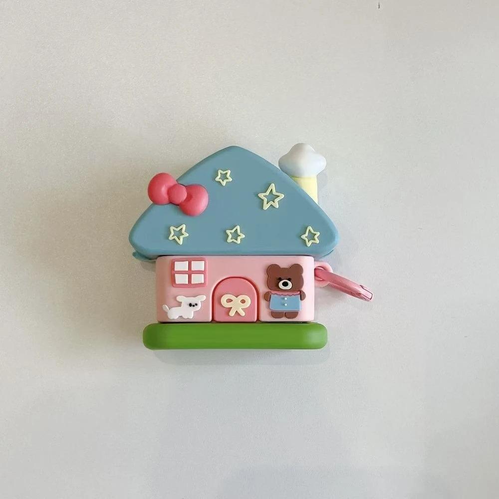 Cute Red Lodge Headphone Cover for Apple Airpods 1/2 Pro Pro2 3 4 Silicone Bear Soft Case