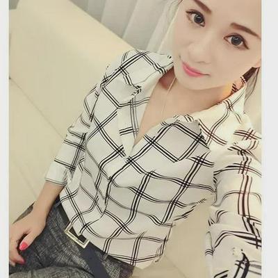 2024 Spring Plaid Slim-Fit Long-Sleeve Student Shirt for Women