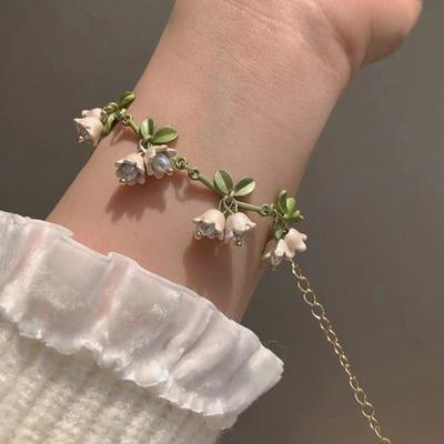 Vintage French Design Mori Lily Of The Valley Pearl Bracelet Handmade Jewelry  Forest Series Bracelet For Women Jewelry