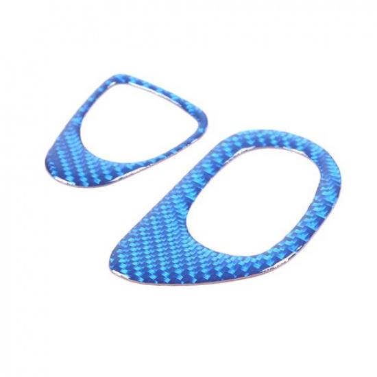 Blue Carbon Fiber Door Switch Button Decoration Sticker For Corvette C6 2005-13