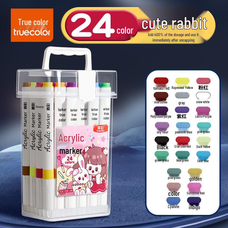 Non-Bleeding True Color Watercolor Marker Pens for Kindergarten Art - Safe & Stackable Acrylic Brushes