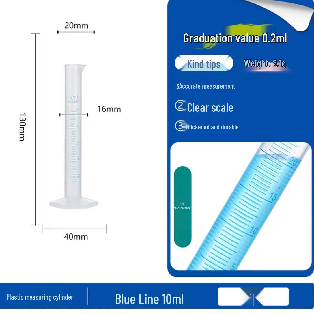 Acid & Alkali Resistant Thickened PP Graduated Cylinder with Dual-Sided Scale, Blue & White Lines