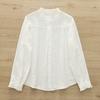 Spring Autumn Women White Shirts Embroidery Blue Blouses Long Sleeve Casual Lady Tops Stand Collar Loose Female Clothes