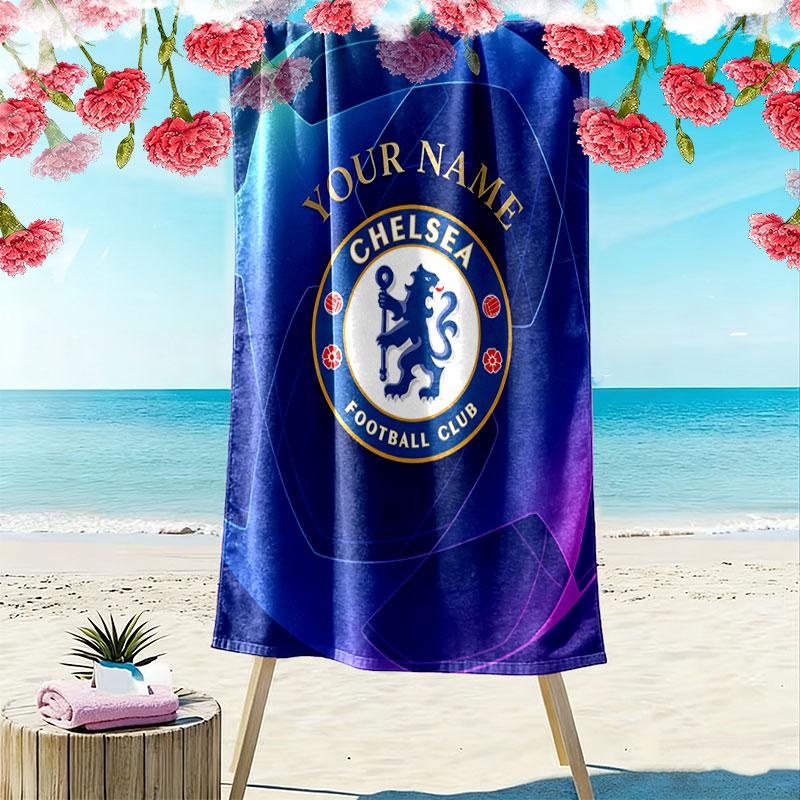 Custom Chelsea F.C Print Beach Towel, Large Soft Quick Dry Towel for Beach Camping Swimming