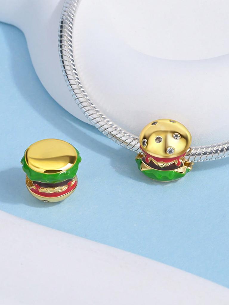 Charms Plata Delicious Food Pizza Roast Chicken Bead Copper Plated Fit Copperoriginal Bracelet For Jewelry Making Diy Charm