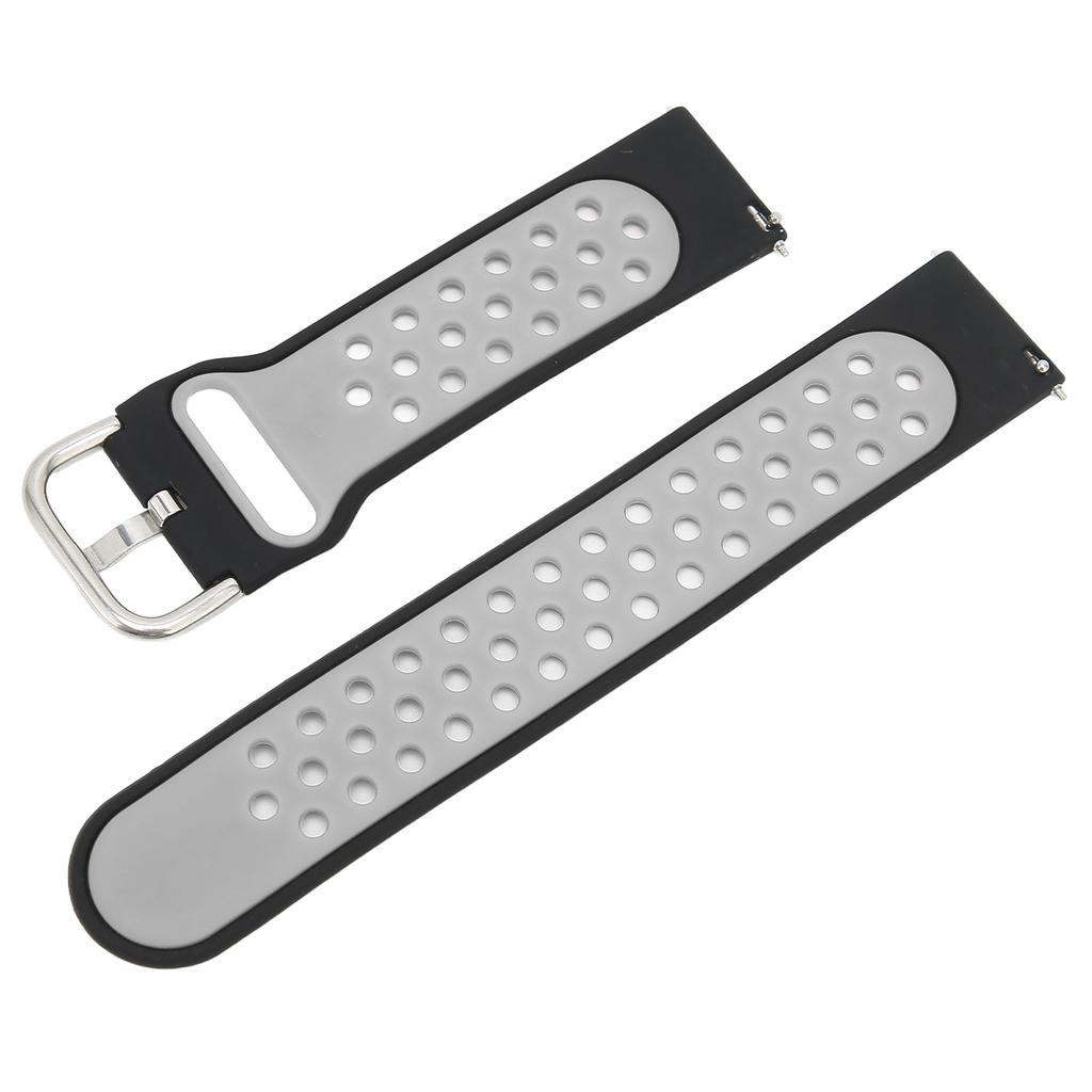 20mm Soft Silicone Watch Band Strap Wristband Replacement with Air Holes for Amazfit GTS 3Black Gray