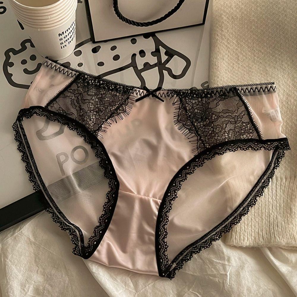 Briefs Bow Lace Panties Middle Waist Lace Briefs Temptation Sexy Panties Girl