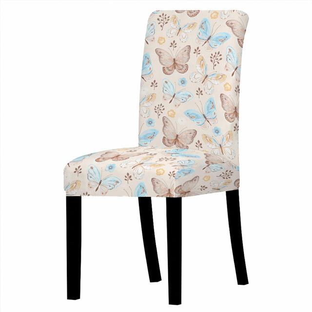 

Эластичный чехол на обеденный стул с принтом бабочки, эластичный пылезащитный чехол для стула, защитный чехол для кухонных табуретов, домашний декор для отеля Universal Size