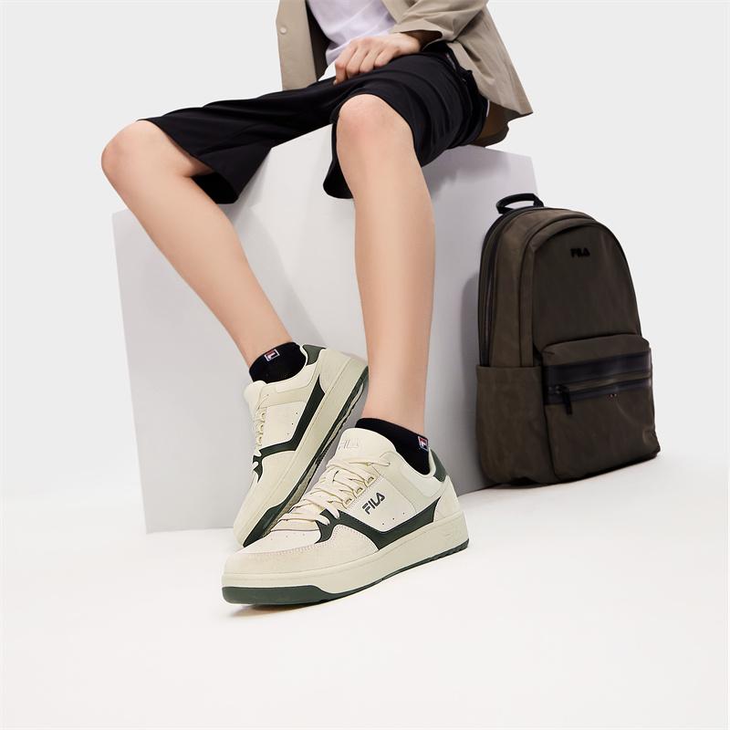 New FILA Targa Wear Resistant Low Top Skateboard Shoes Men's White Green F12M432204FGW