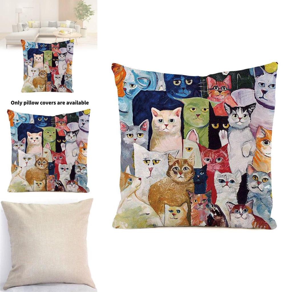 Rustic Cat Plush Pillow Cover With Silk Material For Living Room Decor And Home Comforts
