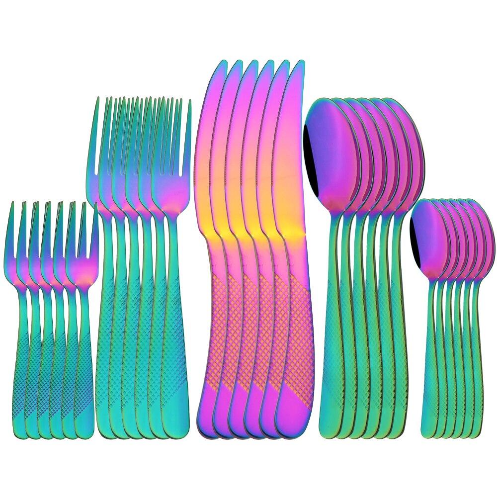 30Pcs Fashion Golden Dinnerware Set High Quality Stainless Steel Cutlery Set Dinner Knife Fork Silverware Flatware Set