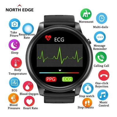 NORTH EDGE E102 Smart Watch IP68 Waterproof Oxygen Blood Pressure Sports Fitness Track Body Temperature For Men Women Smartwatch