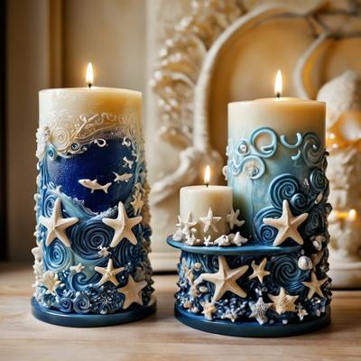 Ocean Wave Silicone Candle Molds- DIY Cylindrical Candle Molds with Whale & Dolphin Relief for Scented Candles, Decor, Resin & Gypsum Crafts