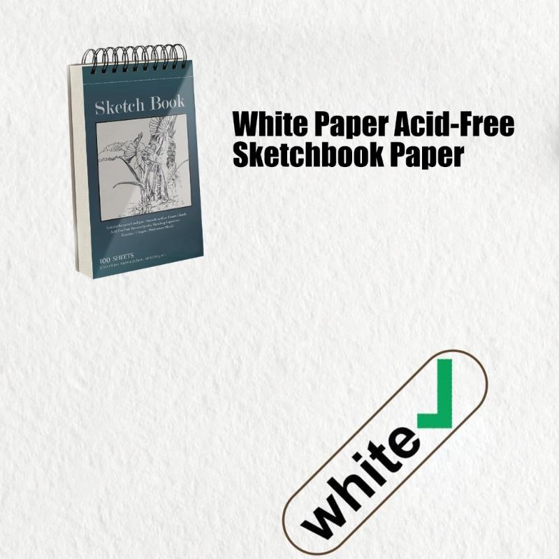 Cuaderno de dibujo de tapa dura, 100 hojas, papel de 68 lb/100 g/m², encuadernación de espiral doble, bloc de dibujo para artistas principiantes, bocetos y garabatos.