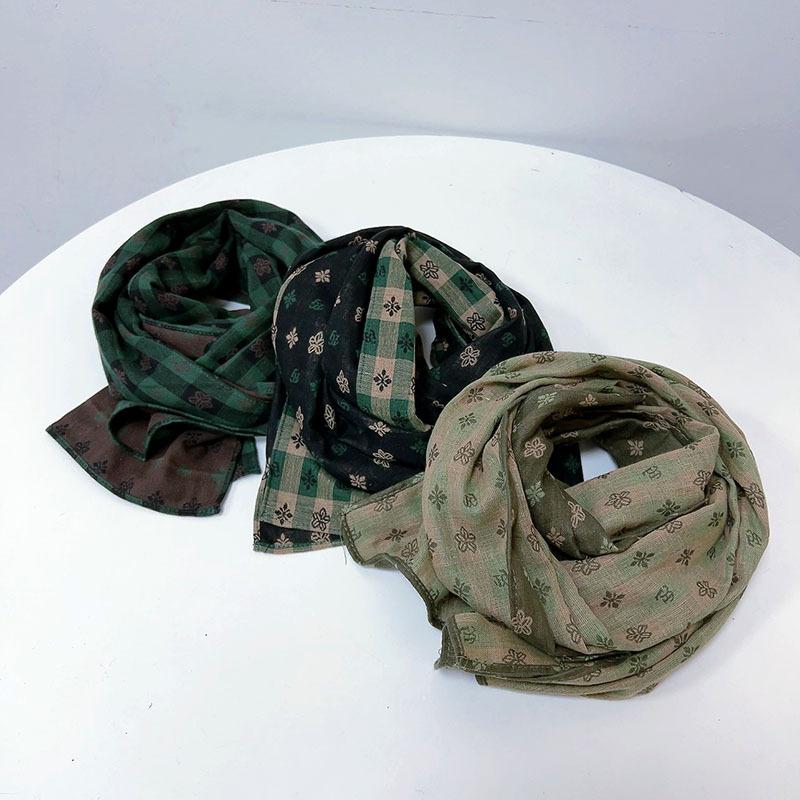 Spring  New Cotton Double Sided Scarf Korean Version Sunscreen Shawl Flower Printed Neck Scarves