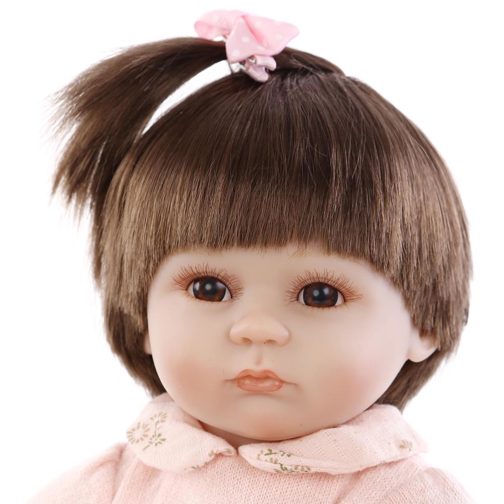 Pinky Soft Vinyl Silicone Reborn Baby Girl Cute Doll 43CM Lifelike Baby Dolls