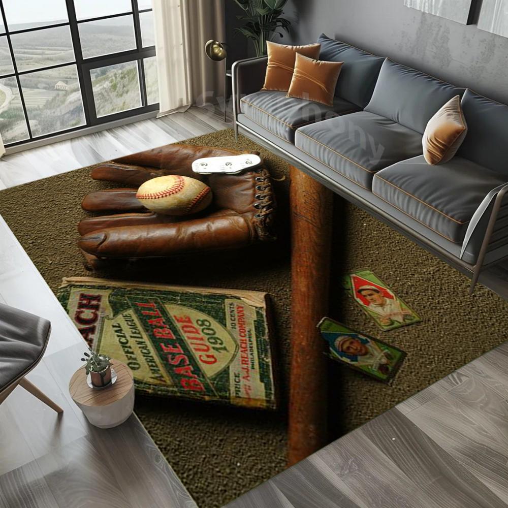 

Vintage Baseball Carpet Leather Glove Pattern Rug Sports Mat Living Room Home Decoration Nostalgic Style Soft Durable Floor Mat 40x60cm