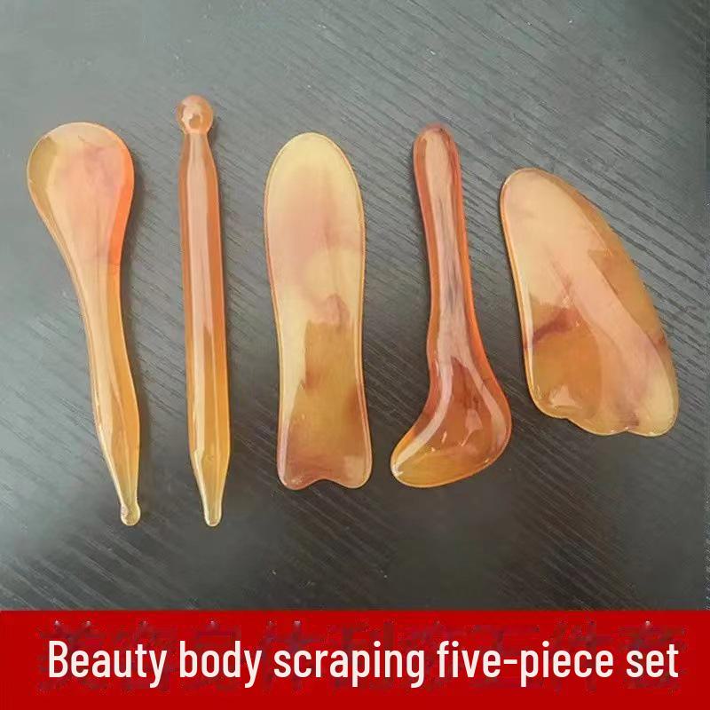 Seven-Piece Resin & Beeswax Scraping Board Set for Face, Acupoint Pen, Tendon Stick, Meridian Massage
