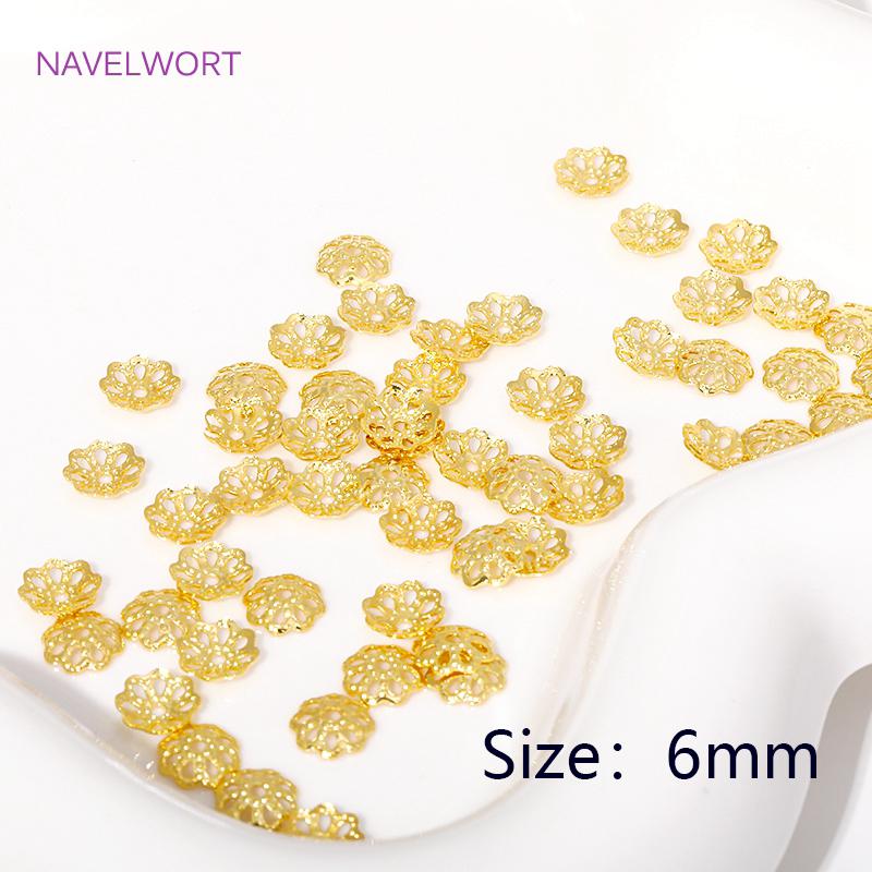 5mm 6mm 8mm Flower Caps 18K Gold Plated Brass Bead Caps,Flower Bead Caps For Jewelry Making,DIY Beading Jewelry Accessories