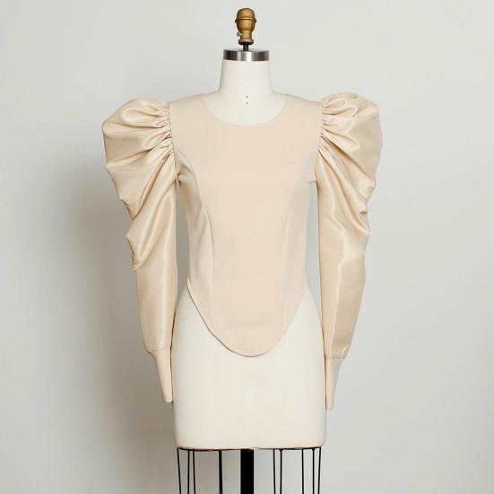 Camicetta da Donna Casual Patchwork Manica a Sbuffo Donna Primavera Estate Skinny Camicetta per Festa