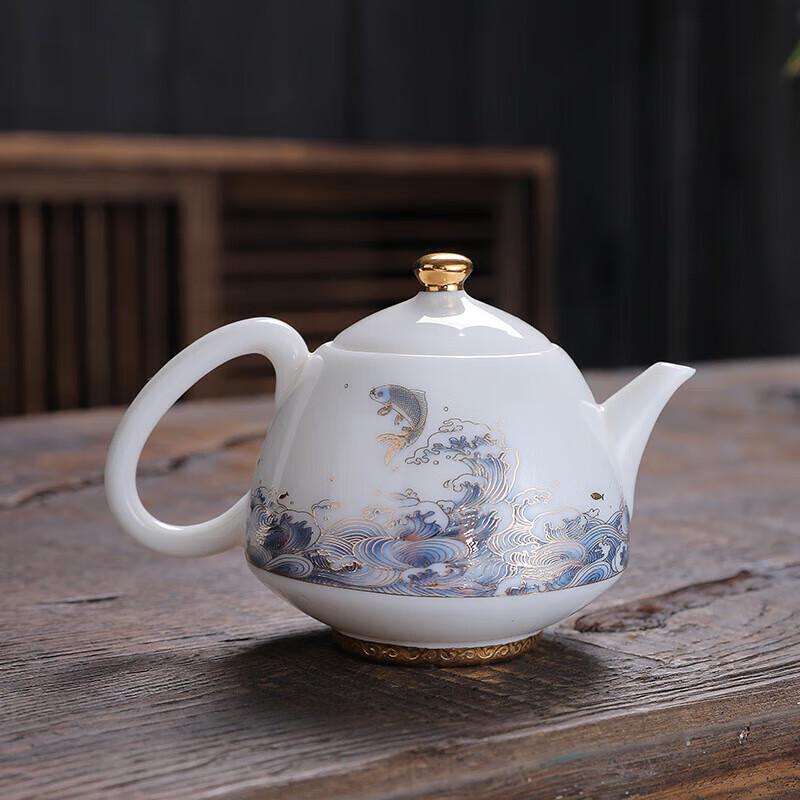 Dehua Ceramic Mutton Fat Jade White Porcelain Teapot