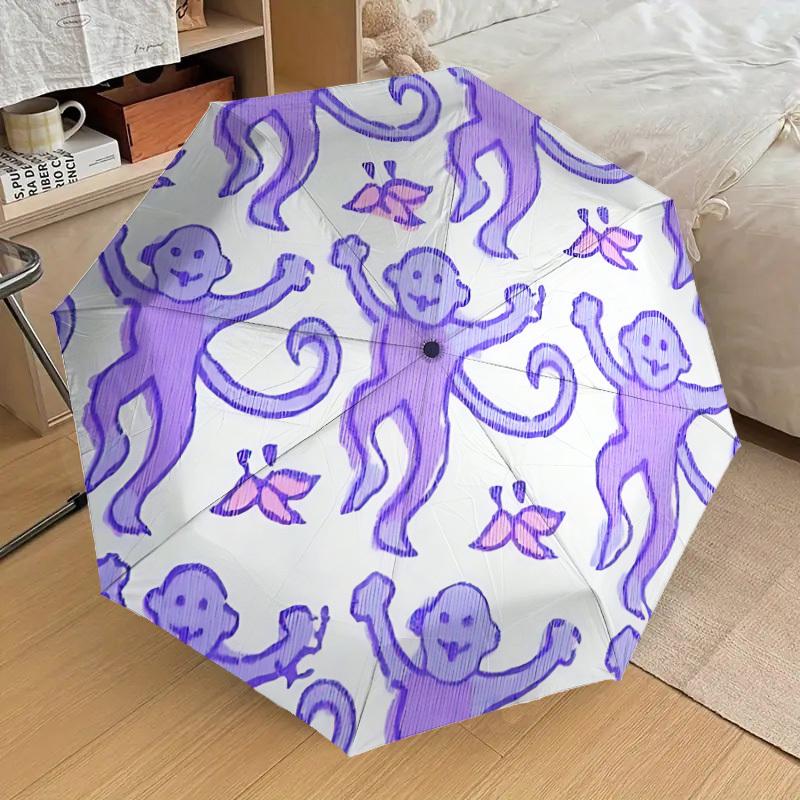 1pc Monkey Pattern Automatic Open/Close Umbrella, Formal Events - Ideal Gift for Family or Friends, Outdoor Accessory yy251211173