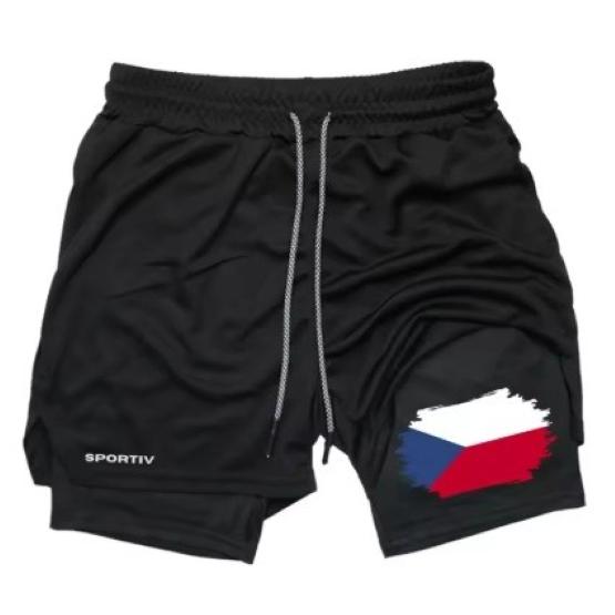 Tschechische Flagge Camouflage Muay Thai Kickboxshorts Herren Damen Unisex Sportbekleidung Doppellagig Schnelltrocknend Atmungsaktiv Training Sport Fitnessstudio Workout