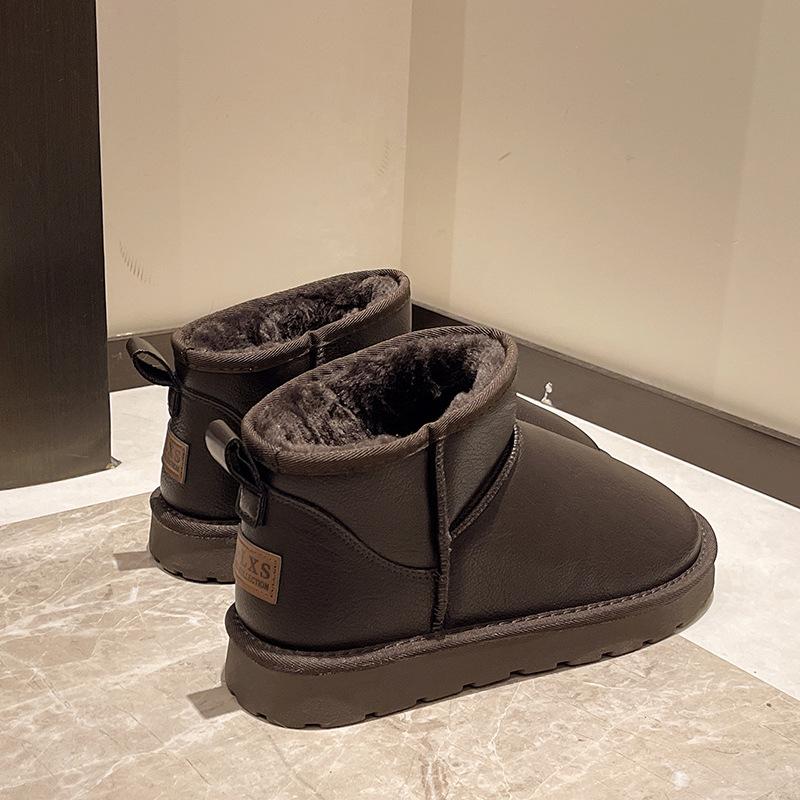 

Женские большого размера водонепроницаемые кожаные на мягкой подошве зимние теплые меховые ботинки-дутики на меху, с подкладкой, ботильоны до щиколотки, нескользящие, повседневные спортивные хлопковые ботинки 40 коричневый