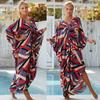 Lässige Boho Bikini Cover-ups Blattdruck Übergroßes Strand-Cover-Up Offene Vorderseite Langes Kleid Strandmode Für Damen